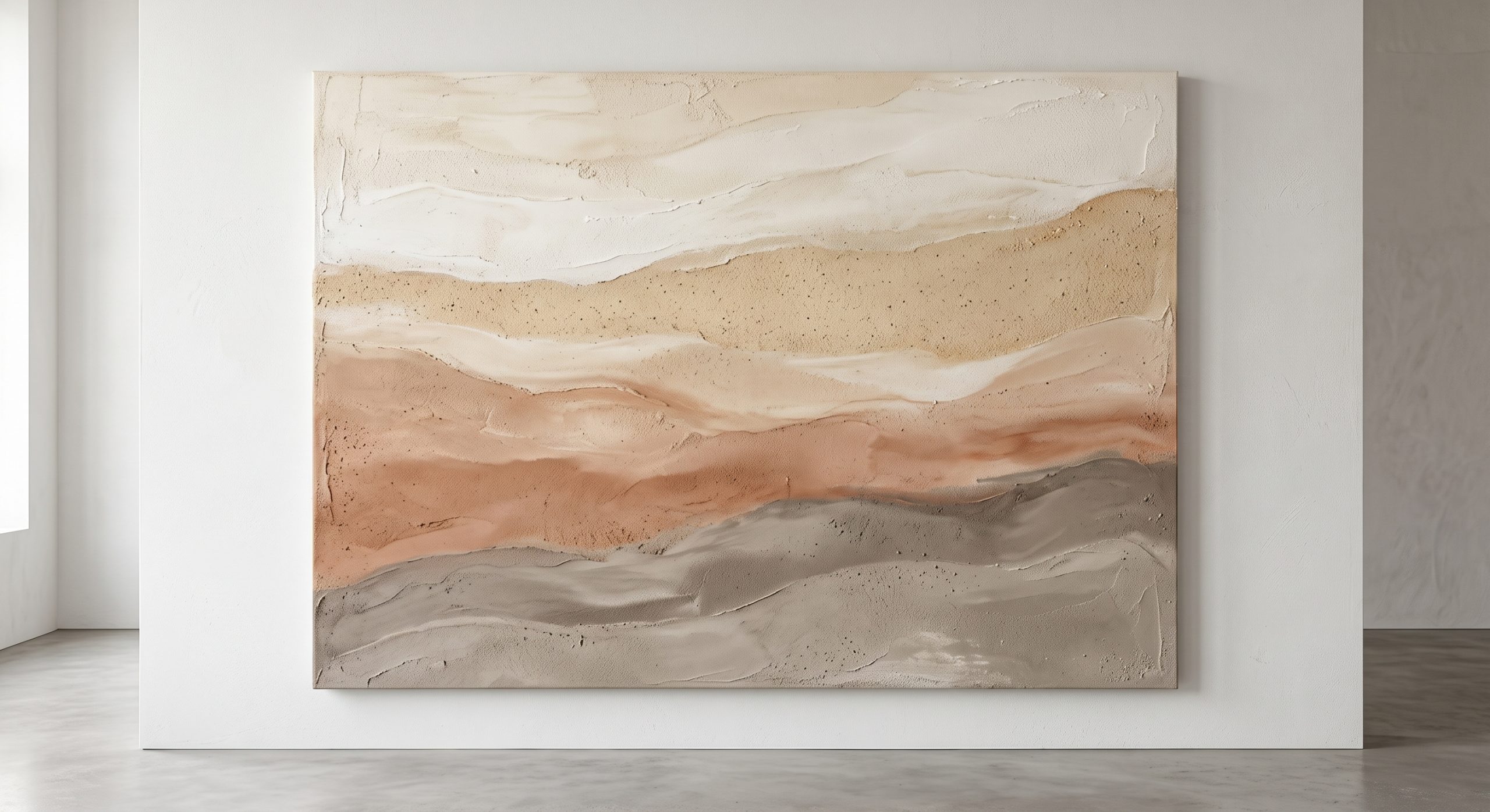 Abstract colour study in ivory, sand, clay and taupe layered in soft tonal bands
