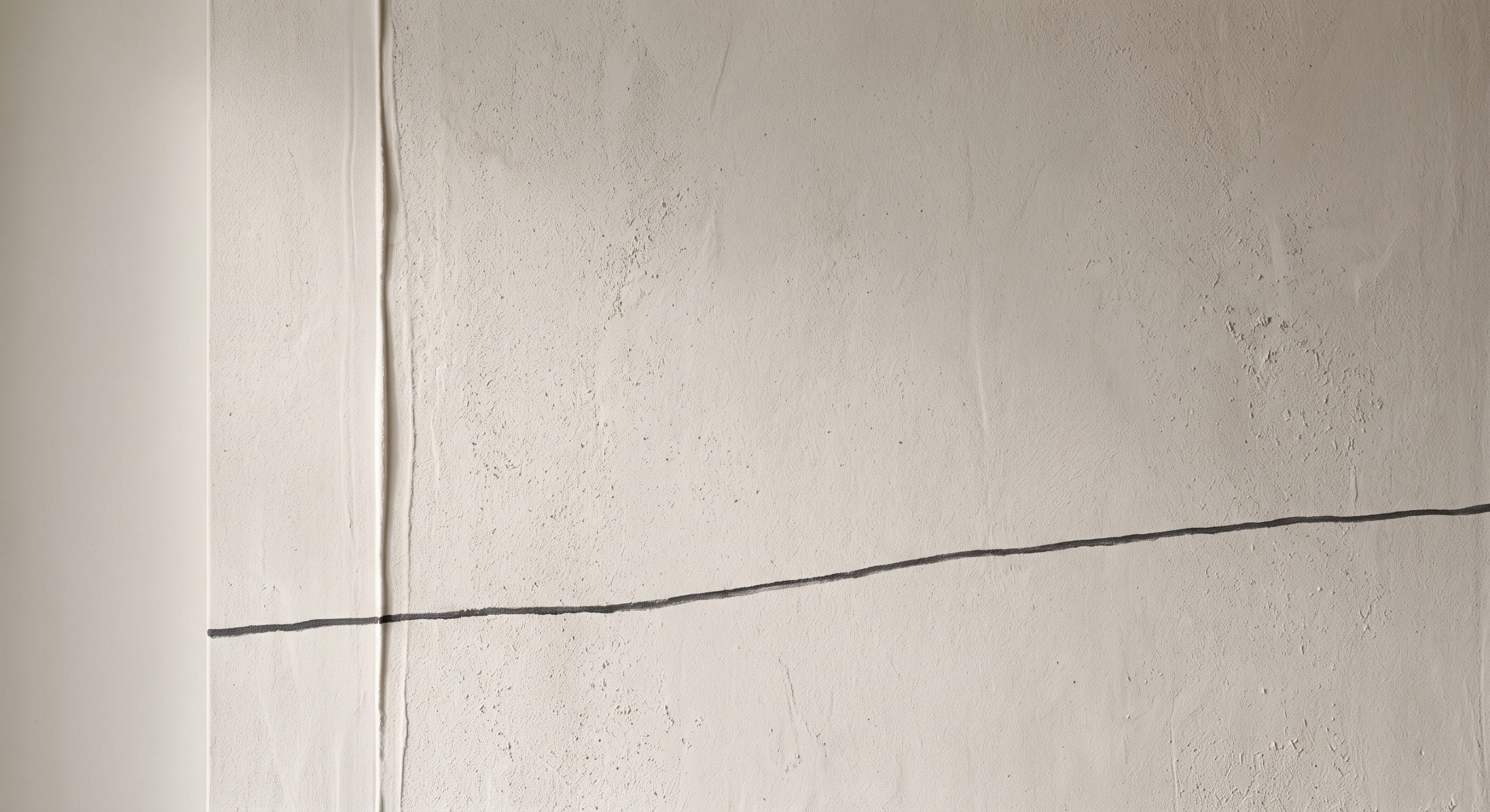 Japandi interior with a low oak bench, ceramic vase and subtle organic abstract artwork