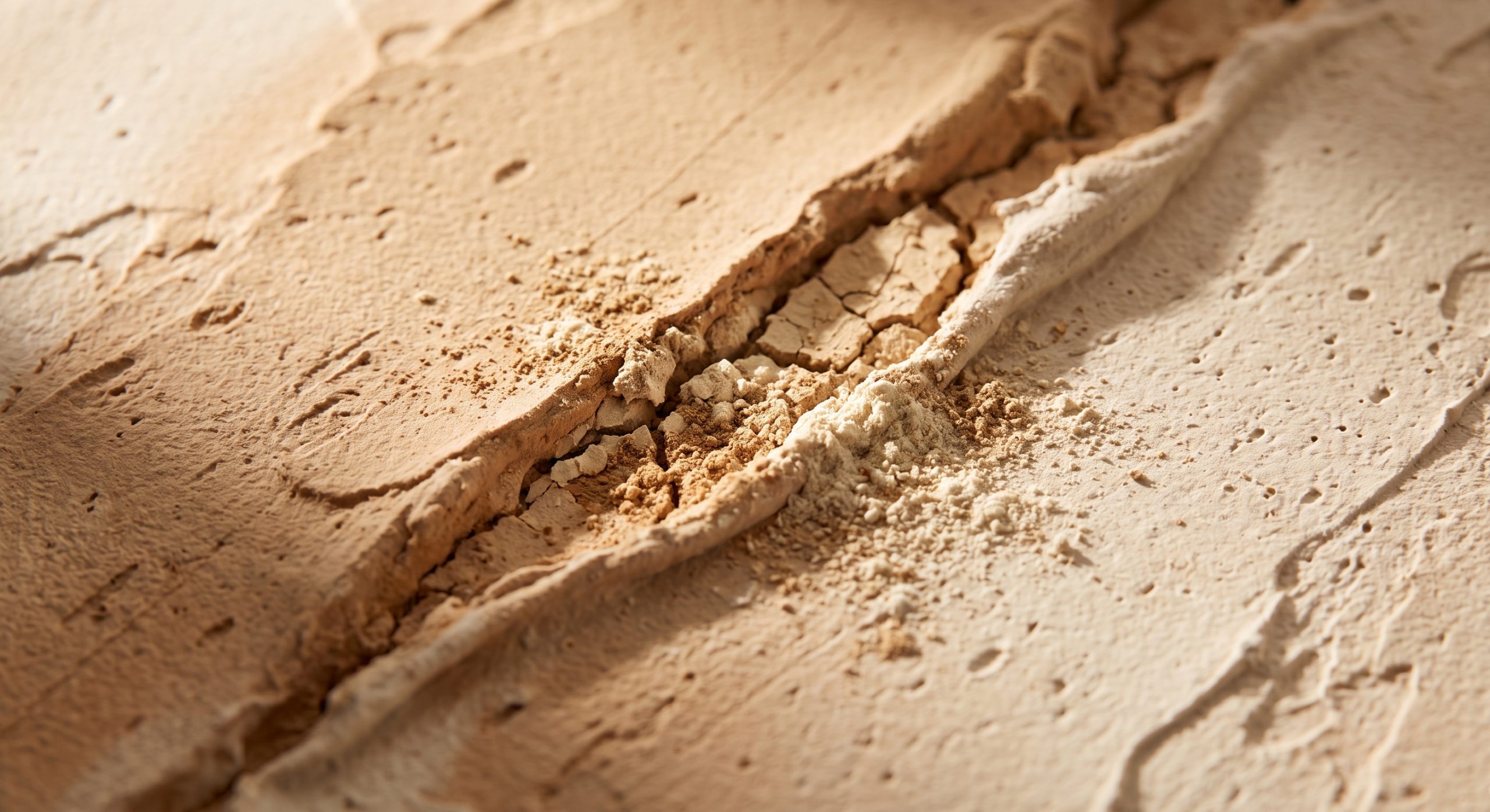 Close-up of textured abstract art showing raised surface and material cracking