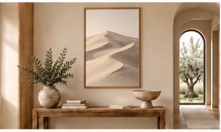 Quiet Dunes neutral desert artwork, second view from the Aesthetic Haven Co listing
