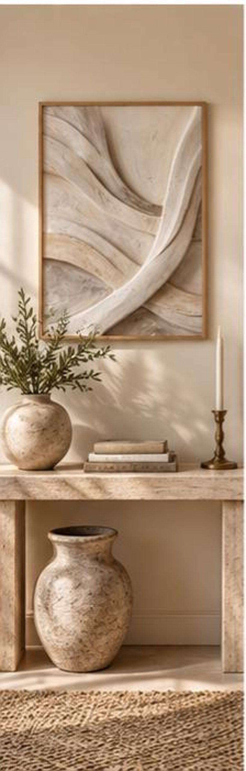 Soft Sand Contours beige sculptural artwork, second view from the Aesthetic Haven Co listing